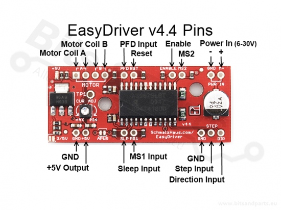 Stepper motor driver EasyDriver A3967 V44